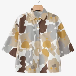 ZANZEA Beach Style Floral Print Shirts for Women Summer Three Quarter Sleeve Collared Shirt Casual Holiday Button Up Tops S-3XL